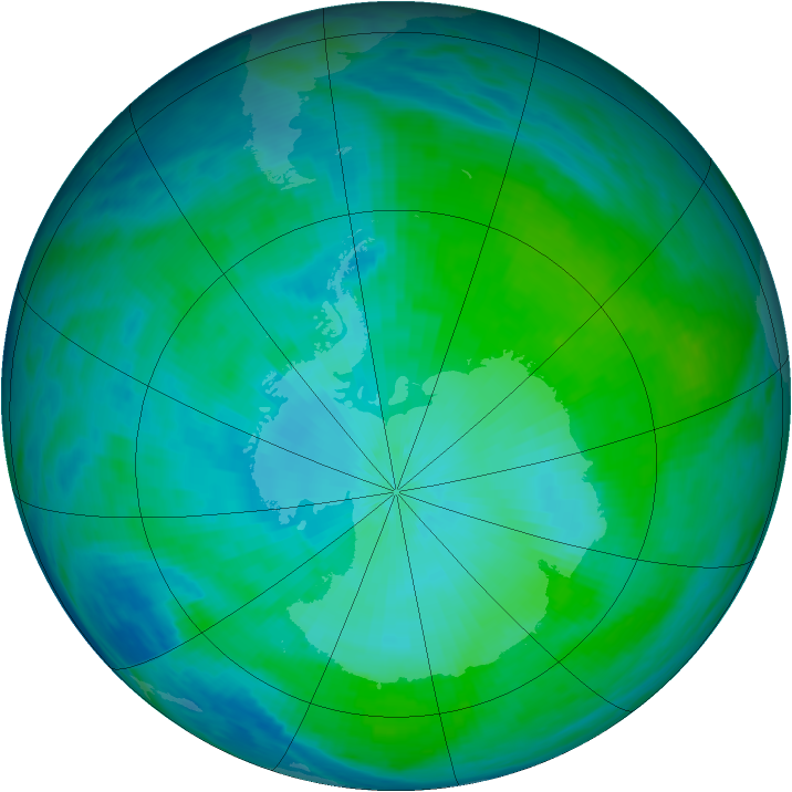 Antarctic ozone map for 07 February 1993